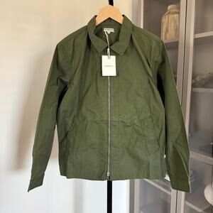 Knickerbocker Bay Waxed Cotton Green Zip-Up Work Jacket S NEW Collared Bomber